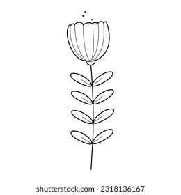 Abstract Simple Black White Flowers. Elements of decoration and design.