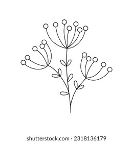Abstract Simple Black White Flowers. Elements of decoration and design.