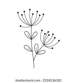 Abstract Simple Black White Flowers. Elements of decoration and design.