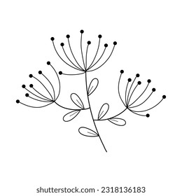 Abstract Simple Black White Flowers. Elements of decoration and design.