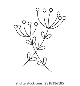 Abstract Simple Black White Flowers. Elements of decoration and design.