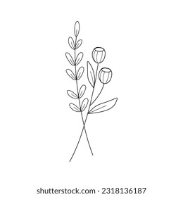 Resumen Flores blancas negras simples. Elementos de decoración y diseño.