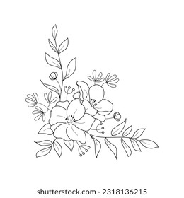 Abstract Simple Black White Flowers. Elements of decoration and design.