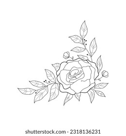 Abstract Simple Black White Flowers. Elements of decoration and design.