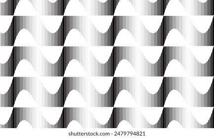 abstract simple black white gradient horizontal wavy line pattern art.