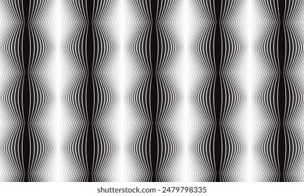 abstract simple black white gradient vertical wave line pattern vector.