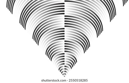 El Vector de patrón de línea de arco irregular de gradiente blanco negro simple abstracto se puede usar de fondo.