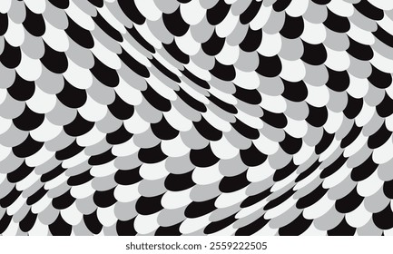 abstract simple black white grey fish scale wave pattern can be used background.