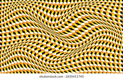 abstrakte einfache schwarz gelb orange Würfel Wellenmuster verwendet werden Hintergrund.