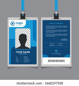 Abstract Simple Blue Id Card Design, Professional Identity Card Template Vector for Employee and Others
