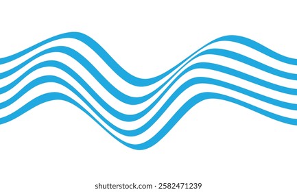 abstract simple blue line wave art can be used background.