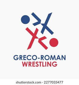 Abstract Simple Blue and Red Greco-Roman Wrestling Logo