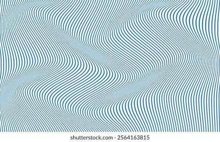 abstract simple blue thin line wave pattern can be used background.