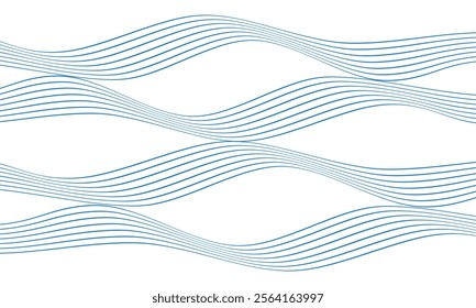 abstract simple blue thin wavy line design can be used background.