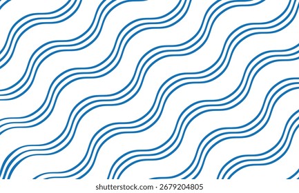 Modelo azul simple abstracto de la onda de tres líneas para el fondo del cartel del Anuncio.
