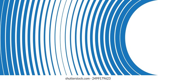 abstract simple blue vertical big to small arc line pattern art can be used background.
