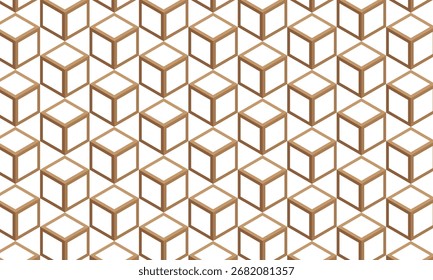 El patrón de cubo de contorno 3D marrón simple abstracto se puede usar como fondo.