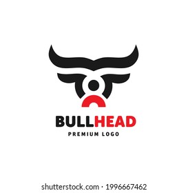 abstract simple Bull head vector logo
