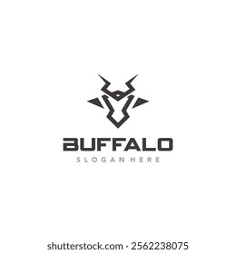 Abstract simple Bull head vector logo concept illustration, Buffalo head logo, bull Animal logo sign. Suitable for your design need, logo, illustration, animation, etc.
