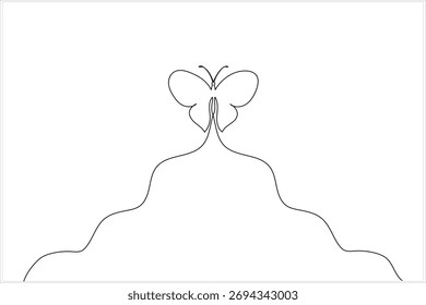 Abstractas icono de mariposa simple con elegante línea de flujo ascendente
