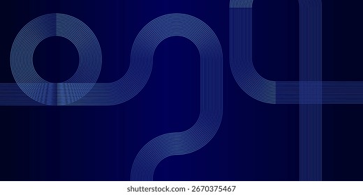 Abstract simple circle lines on dark blue background. Geometric stripe line art design. electrical concep background.