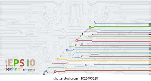 Abstract simple circuit board in perspective view. EPS10 vector curves