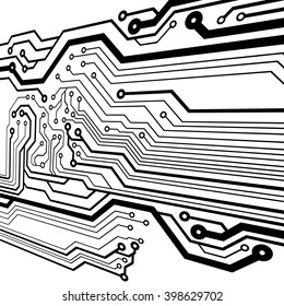Abstract simple circuit board in perspective view. EPS10 vector curves