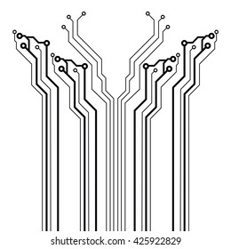 Abstract simple circuit board in perspective view. EPS10 vector curves