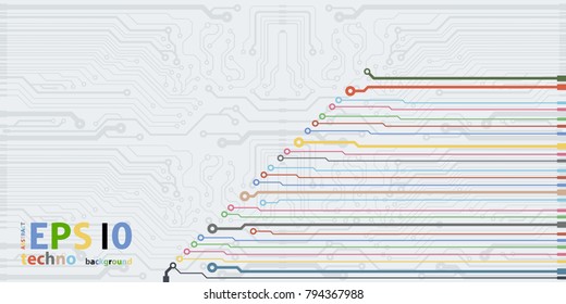 Abstract simple circuit board in perspective view. EPS10 vector curves