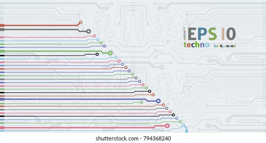 Abstract simple circuit board in perspective view. EPS10 vector curves