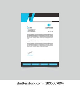 Abstract Simple Clean Creative Blue and Black Color Professional Corporate Business style Letter Head design Template Vector illustration.
