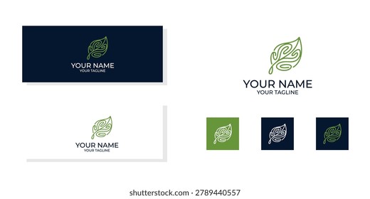 abstract simple clean leaf logo