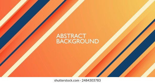 Abstract simple colorful orange gradient illustration background with 3d look overlap stripe shadow pattern. Orange and blue stripe element pattern. Cool design and luxury. Eps10 vector