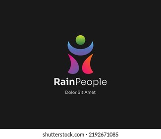 Abstract simple colorful people logo gradient