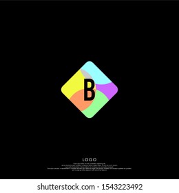 abstract simple colorful square B logotype modern design concept isolated on black background. vector illustration.