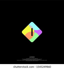 abstract simple colorful square i logotype modern design concept isolated on black background. vector illustration.