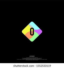 abstract simple colorful square O logotype modern design concept isolated on black background. vector illustration.