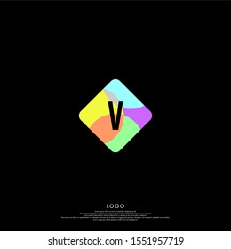 abstract simple colorful square V logotype modern design concept isolated on black background. vector illustration.