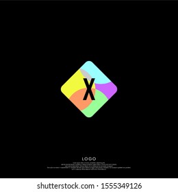 abstract simple colorful square X logotype modern design concept isolated on black background. vector illustration.