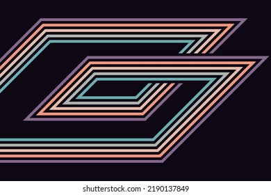 abstrakte, einfache, bunt gestreifte Linien im Retro-Stil