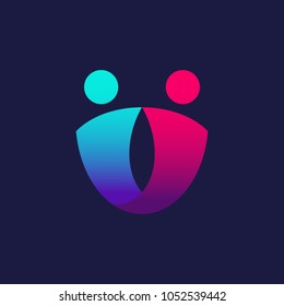 Abstract Simple Couple Connection Joined Icon. 