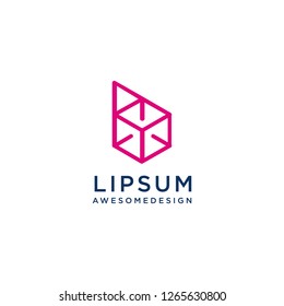 abstract  simple  and creative letter B hexagon line logotype