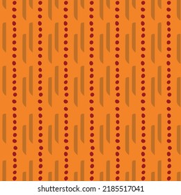 Abstract simple cutout short lines and hand painted polka dot seamless pattern. Vector illustration. 