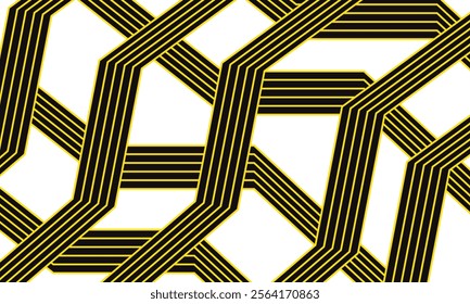 abstract simple decorative black yellow line design on transparent background.