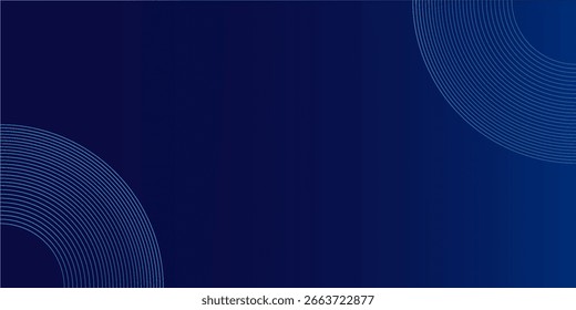Líneas geométricas de elipse azul de diseño simple Abstractas sobre fondo azul oscuro.