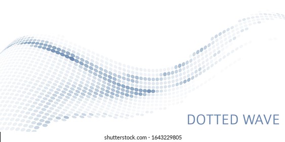 Abstract simple dotted wave on white background. Minimal vector graphics