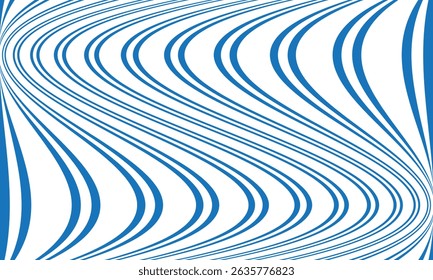 abstract simple double blue line wave pattern art can be used background.