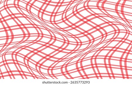 abstract simple double red plaid line wave pattern can be used background.