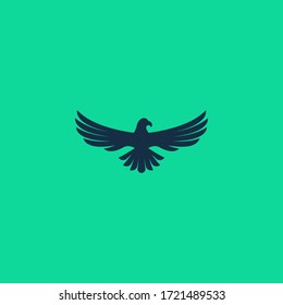 abstract simple eagle logo design isolated on green background color.