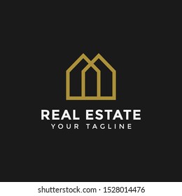 Abstract Simple Elegant Real Estate Logo Line Design Template
